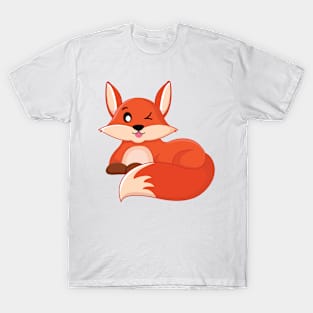 Cute Red Fox Animals Wild Nature Pets Kawaii T-Shirt